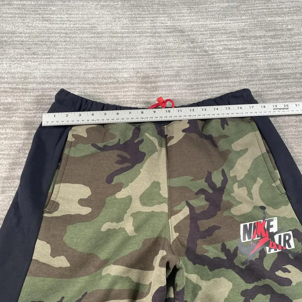 Jordan Shorts Mens Large Green Camo Fleece Sweat Nike Air Basketball Athletic